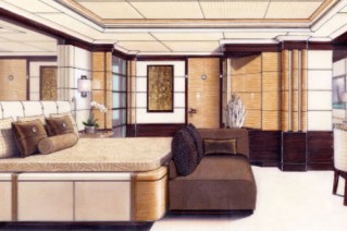 Interior of motor yacht Lyana designed by Francois Zuretti